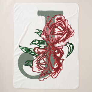 Capital letter J floral monogram Sherpa Blanket