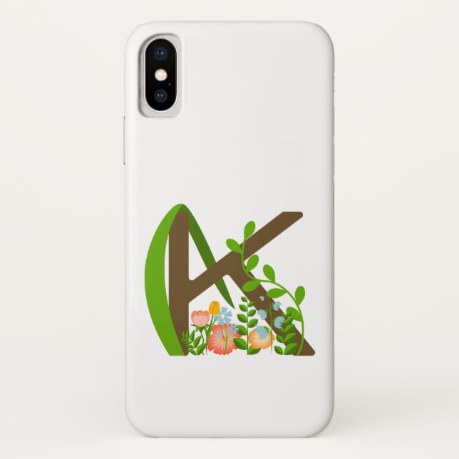 Capital letter K floral monogram Case-Mate iPhone Case (Back)