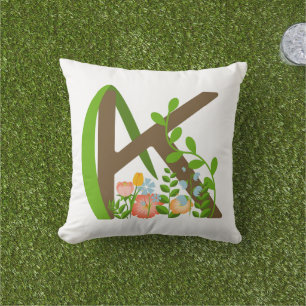 Capital letter K floral monogram Cushion