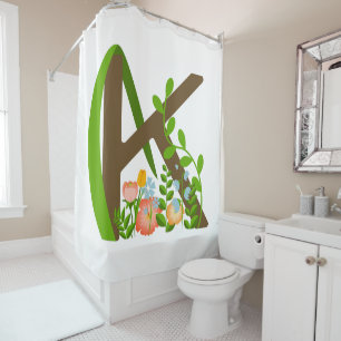 Capital letter K floral monogram Shower Curtain