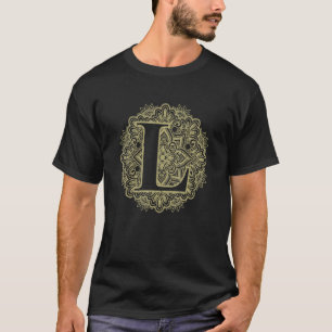Capital Letter L Floral Initial Monogram Font Alph T-Shirt