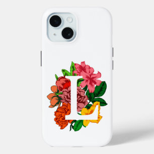Capital letter L floral monogram iPhone 15 Case