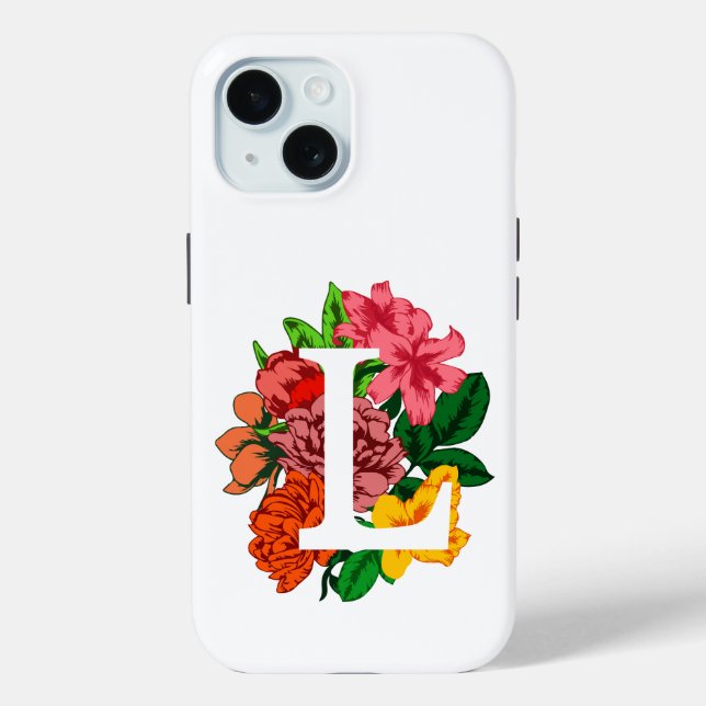 Capital letter L floral monogram Case-Mate iPhone Case (Back)