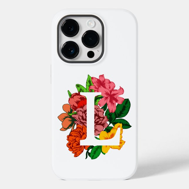 Capital letter L floral monogram Case-Mate iPhone Case (Back)
