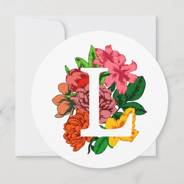 Capital letter L floral monogram Invitation (Front)