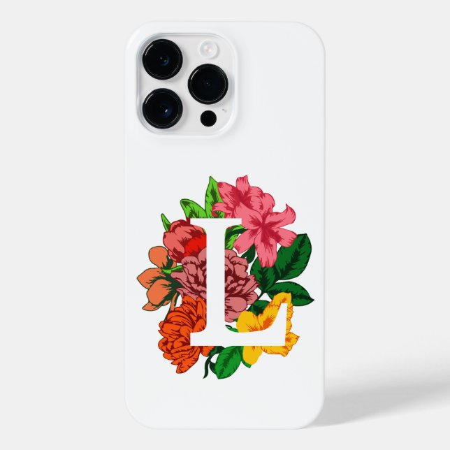 Capital letter L floral monogram iPhone Case (Back)