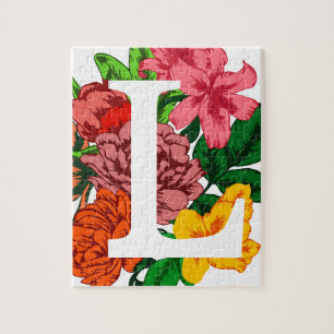 Capital letter L floral monogram Jigsaw Puzzle