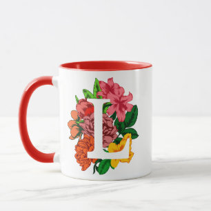 Capital letter L floral monogram Mug