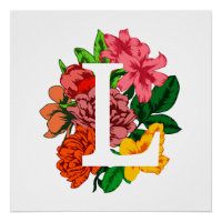 Capital letter L floral monogram