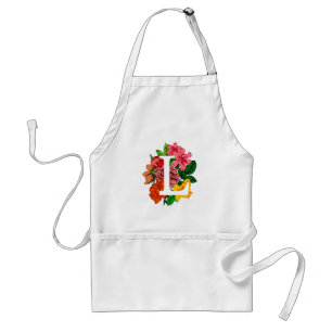 Capital letter L floral monogram Standard Apron