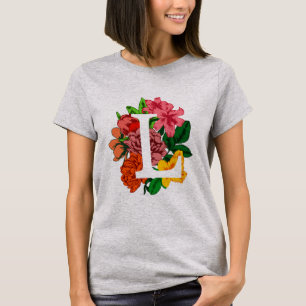 Capital letter L floral monogram T-Shirt