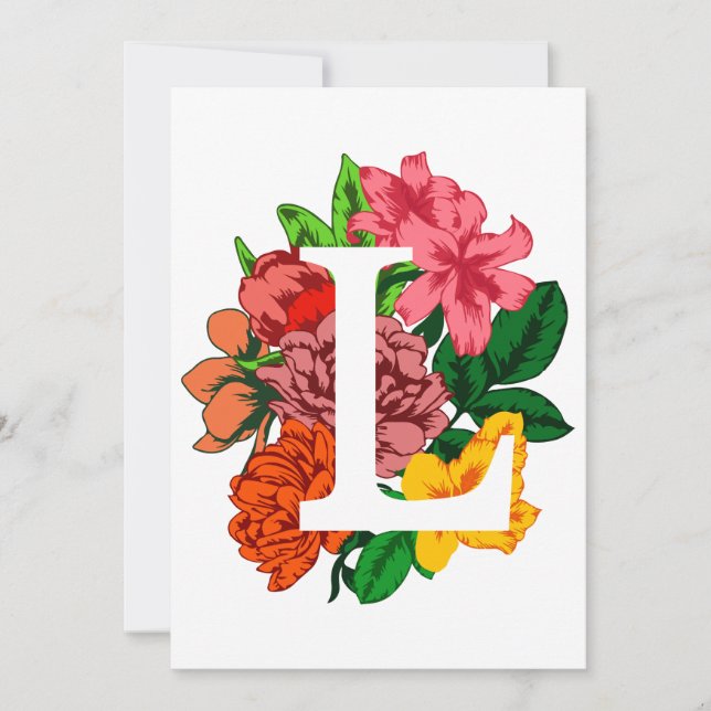 Capital letter L floral monogram Thank You Card (Front)