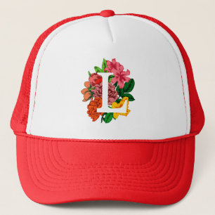 Capital letter L floral monogram Trucker Hat