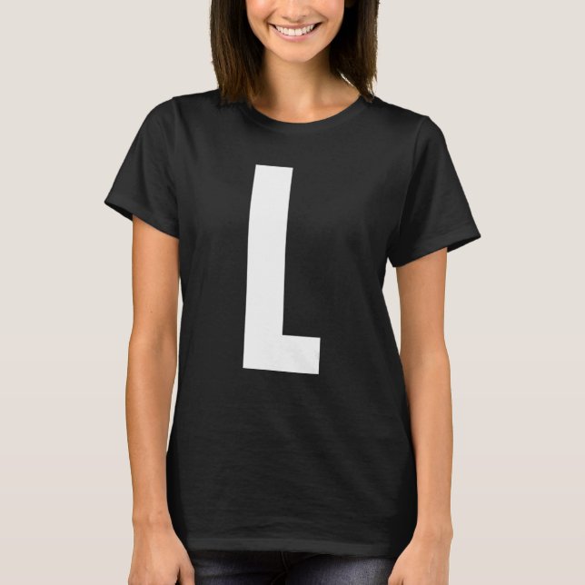 Capital Letter L Monogram Anton Font Initial Alpha T-Shirt (Front)