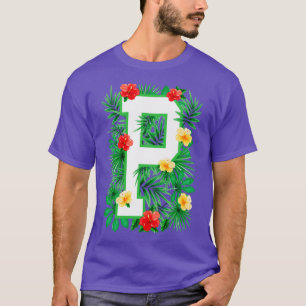 Capital Letter P Alphabet Monogram Initial Flower  T-Shirt