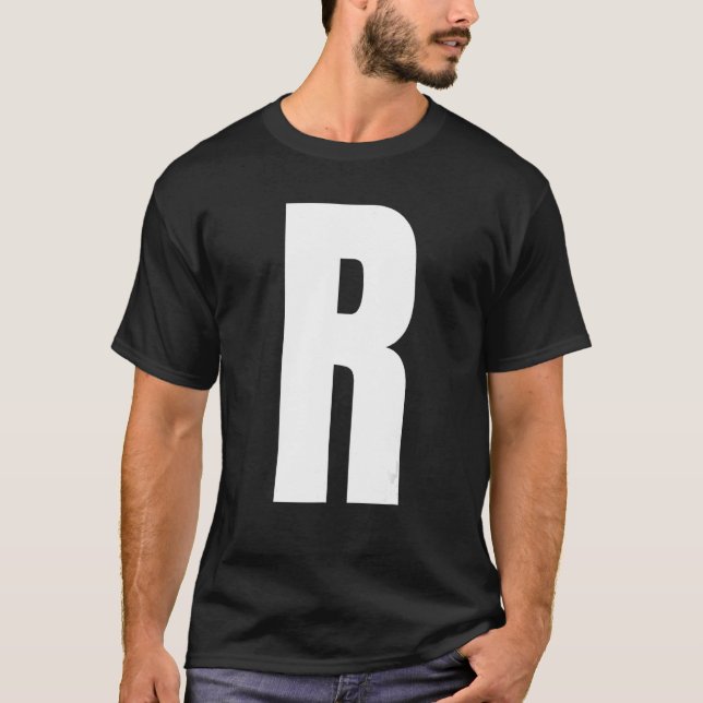 Capital Letter R Monogram Anton Font Initial Alpha T-Shirt (Front)