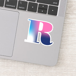 Capital Letter R Monogram Gradient Pink Blue White