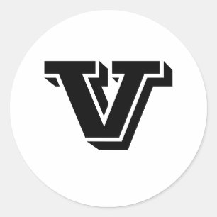 Capital Letter V Large Round Stickers by Janz