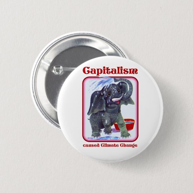 Capitalism caused Climate Change 6 Cm Round Badge (Front & Back)
