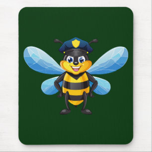 Capitan bee with police hat mouse pad