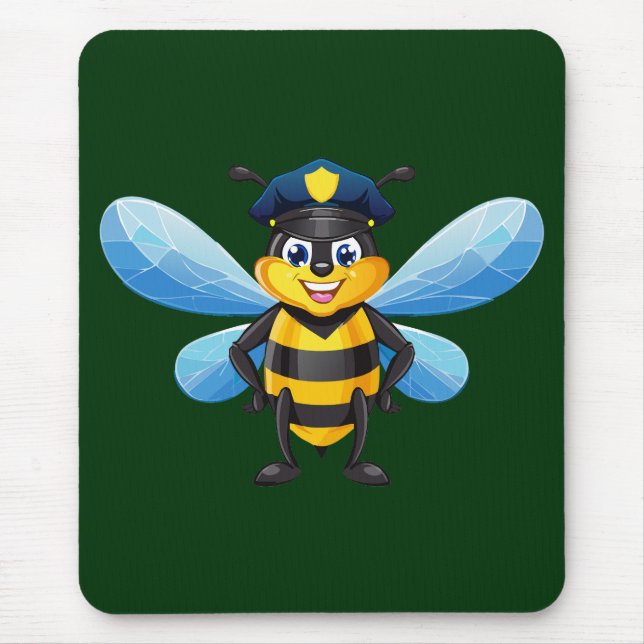 Capitan bee with police hat mouse pad (Front)