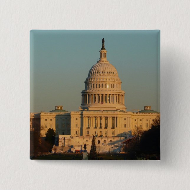Capitol at Christmas Washington DC Holiday 15 Cm Square Badge (Front)
