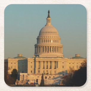 Capitol at Christmas Washington DC Holiday Square Paper Coaster