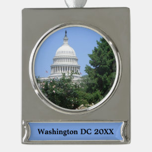 Capitol Building from Bartholdi Park Silver Plated Banner Ornament