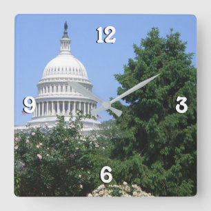 Capitol Building from Bartholdi Park Square Wall Clock