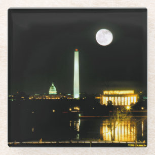 Capitol Building, Lincoln Memorial, Washington Glass Coaster