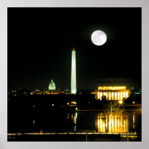 Capitol Building, Lincoln Memorial, Washington Poster