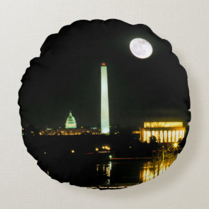 Capitol Building, Lincoln Memorial, Washington Round Cushion