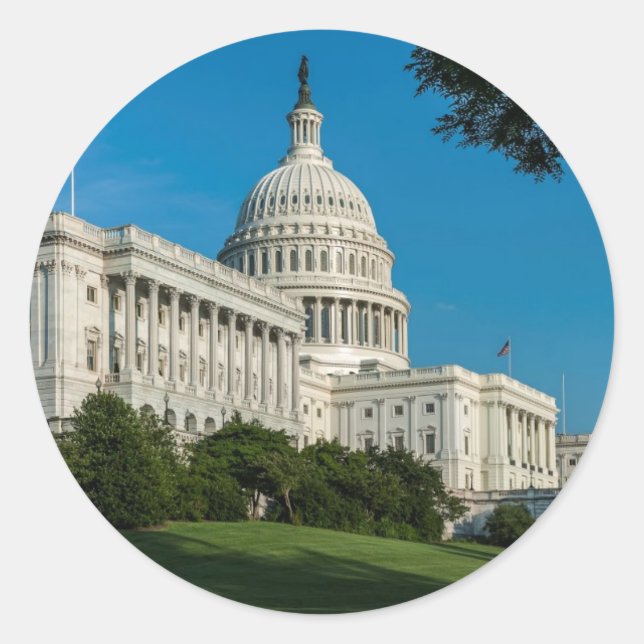 Capitol Building West View Classic Round Sticker (Front)