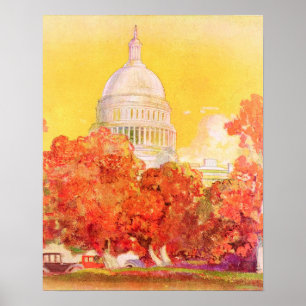 Capitol Dome in Autumn, by Albert Hencke Poster