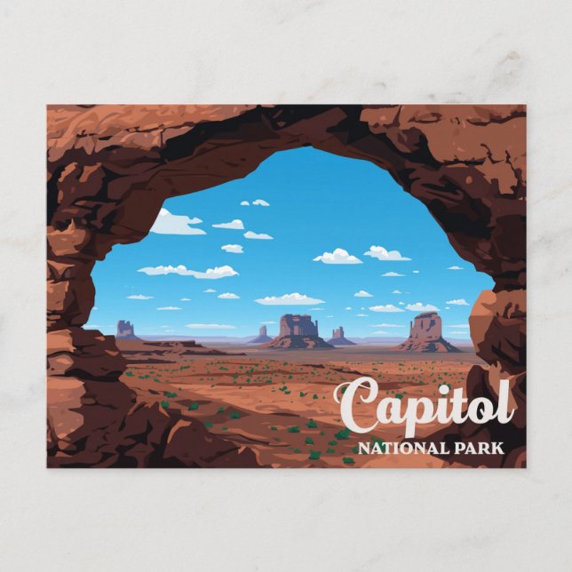 Capitol Reef Arch Canyon Vintage Art Postcard (Front)