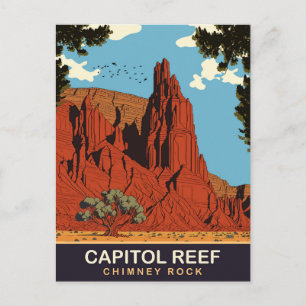 Capitol Reef, Chimney Rock, Travel Postcard