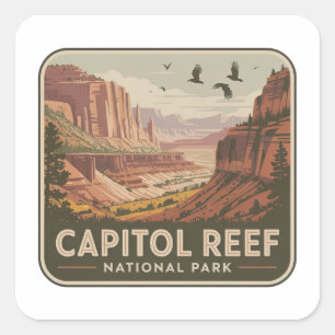 Capitol Reef National Park Desert Badge Square Sticker