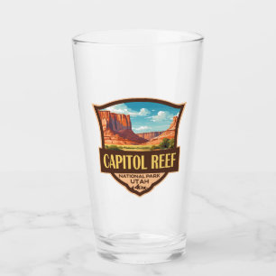 Capitol Reef National Park Illustration Retro Art Glass
