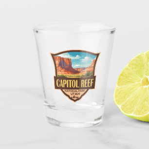 Capitol Reef National Park Illustration Retro Art Shot Glass
