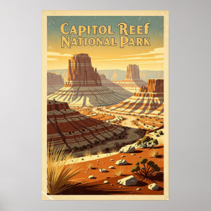 Capitol Reef National Park Retro Poster