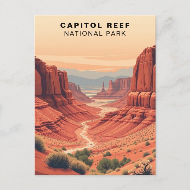 Capitol Reef National Park Retro USA Postcard (Front)