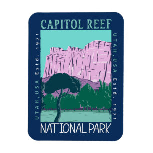 Capitol Reef National Park Utah Distressed Retro  Magnet
