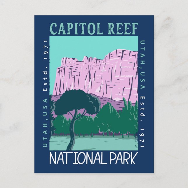  Capitol Reef National Park Utah Distressed Retro Postcard (Front)
