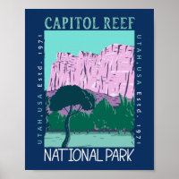 Capitol Reef National Park Utah Distressed Retro