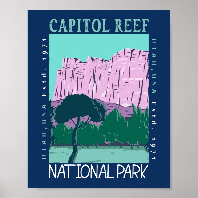  Capitol Reef National Park Utah Distressed Retro  Poster (Front)