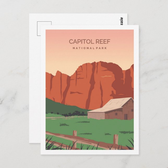 Capitol Reef Utah Famous Travel Place Illustration Postcard (Front/Back)