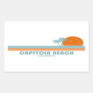 Capitola Beach California Sun Palm Trees Rectangular Sticker