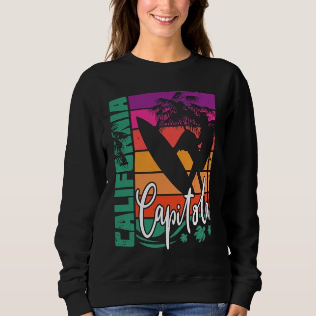Capitola California Retro Sunset Beach Surfer Surf Sweatshirt (Front)