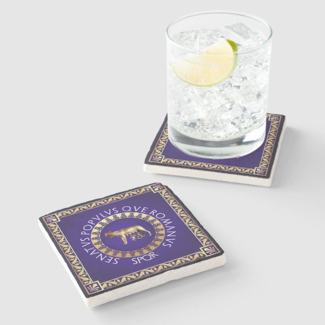 Capitoline Wolf Stone Coaster (Side)