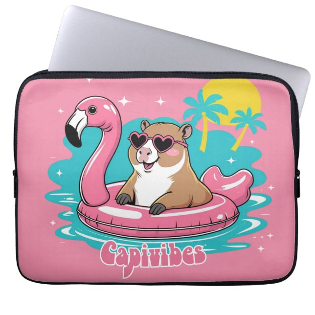 Capivara Stylosa in the summer with Boia Rosa Laptop Sleeve (Front)